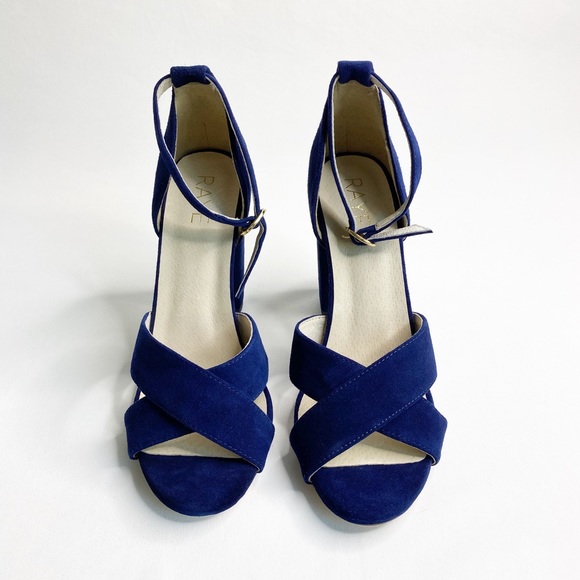 LAST CHANCE for Raye Suede Baker Ankle Strap Block Heel Navy 7.5 - Picture 3 of 11